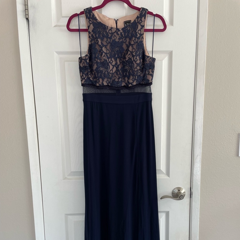 Navy blue lace maxi dress